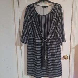 Navy and White Striped Dress 3X